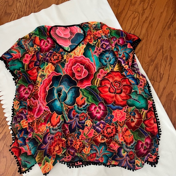 Colorful Floral Swim Coverup - Picture 5 of 7